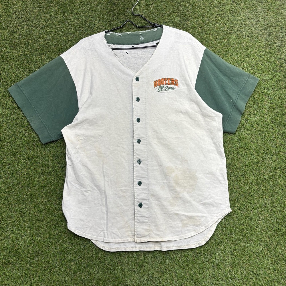 Vintage HOOTERS Baseball Jersey Mens Large Authentic Limited USA Cotton All Star